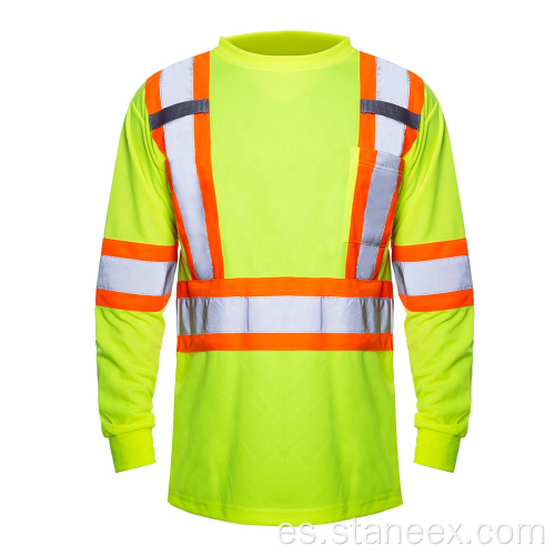 Camisa de alta visibilidad de seguridad reflectante camisas de trabajo amarillo